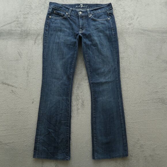 7 For All Mankind Jeans Women's Size 29 Blue Low-Rise Bootcut Denim 30" Inseam - Picture 1 of 16